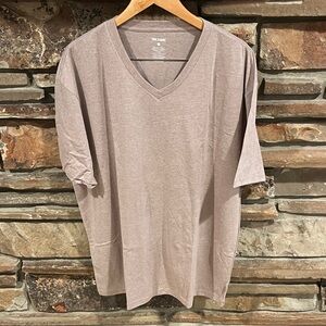 True Classic Heather Mauve V-Neck Cotton Blend T-Shirt